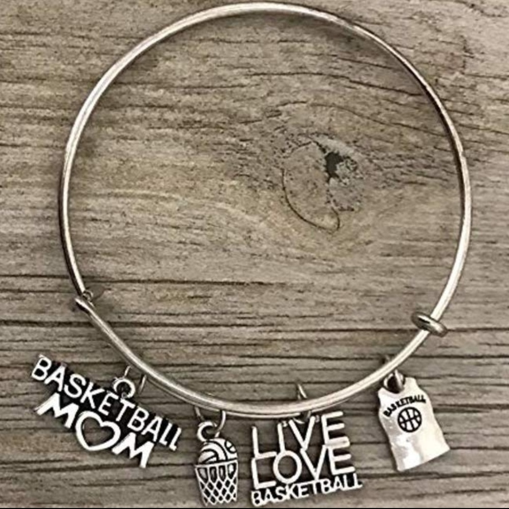 Basketball Mom Charm Bangle Bracelet- Basketball